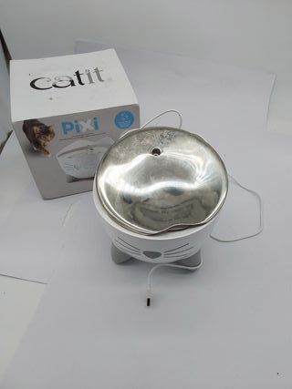Catit Pixi Bebedero fuente de acero inoxidable para Gatos, 2.5 l, Blanca