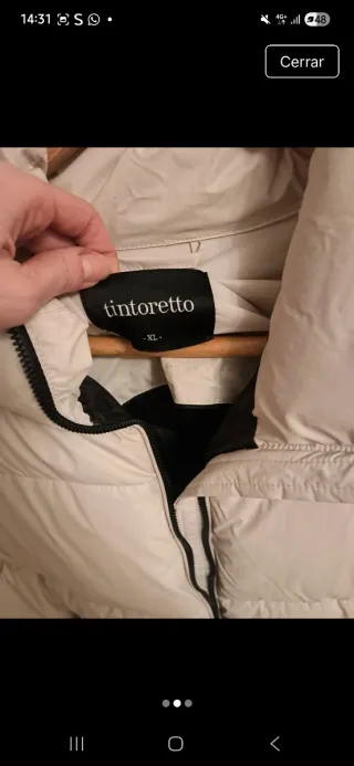 Abrigo acolchado beige sin gorro