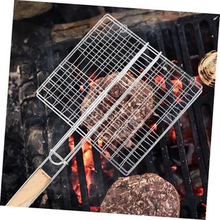 Red barbacoa acero inox. con mango madera 40*60