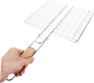 Red barbacoa acero inox. con mango madera 40*60