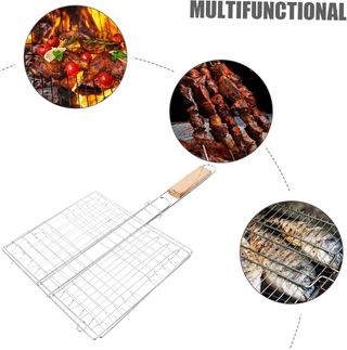 Red barbacoa acero inox. con mango madera 40*60