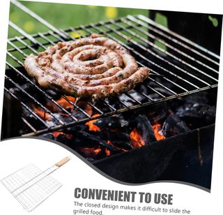 Red barbacoa acero inox. con mango madera 40*60