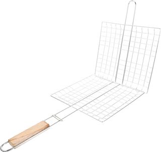 Red barbacoa acero inox. con mango madera 40*60