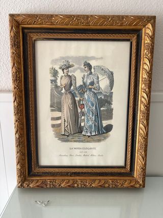 Cuadro La Moda Elegante Marco Dorado antiguo