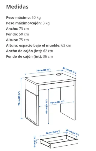 Escritorio Ikea Micke negro-marrón