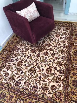 Alfombra de lana 100% vintage antigua