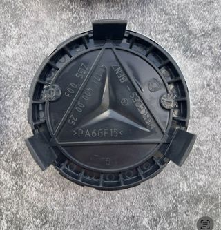 4 Tapabujes Mercedes Benz 75mm azul plata nuevos