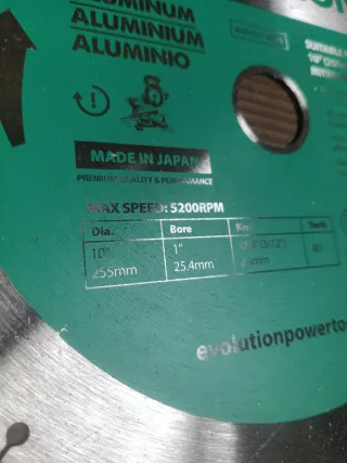 Hoja Sierra Circular Evolution 255mm Aluminio