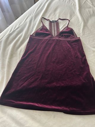 Vestido Etam Morado Terciopelo Encaje