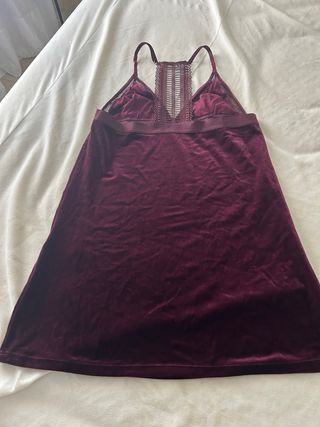 Vestido Etam Morado Terciopelo Encaje