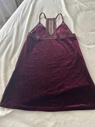 Vestido Etam Morado Terciopelo Encaje