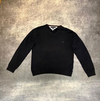 Jersey Tommy Hilfiger V-Neck Algodón Negro