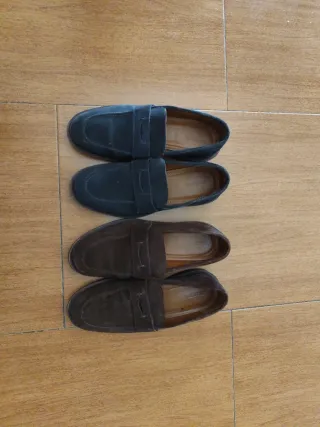 Zapatos de vestir marrón y azul