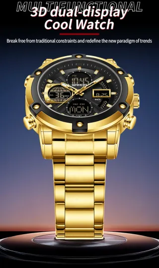 Reloj SANDA Hombre Negro y Dorado