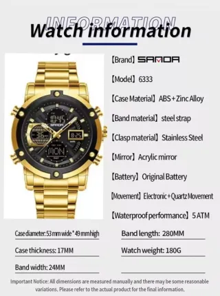 Reloj SANDA Hombre Negro y Dorado