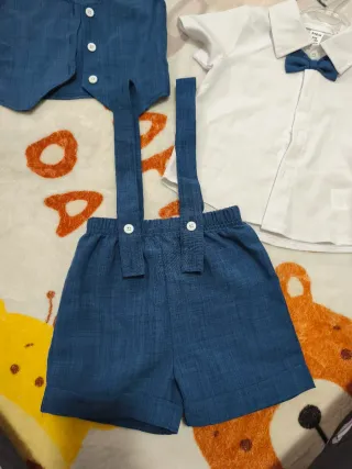 Conjunto niño 3 piezas azul y blanco