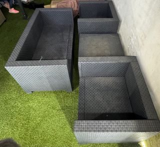 Conjunto Muebles Jardín Ratán Negro/Gris