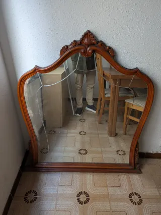 Espejo Antiguo Madera y Cristal