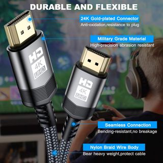 Cable HDMI 4K de 1 m, 3D, HDCP 2.2 ARC compatible
