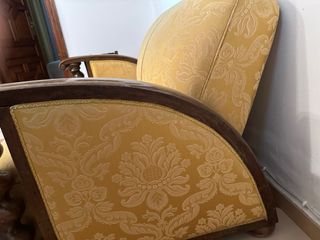 Tresillo antiguo caoba tapizado