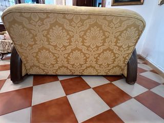 Tresillo antiguo caoba tapizado