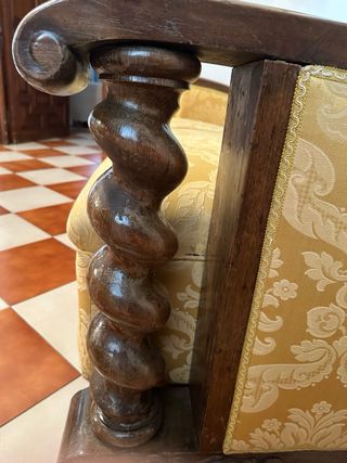 Tresillo antiguo caoba tapizado