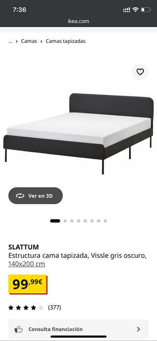 Cama doble Ikea 140x200 + colchón