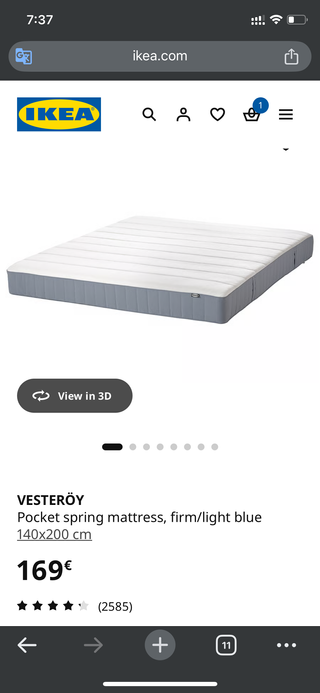 Cama doble Ikea 140x200 + colchón