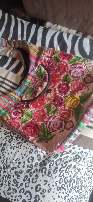 Borsa tessuto messicano floreale