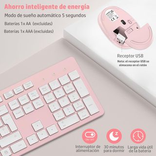 - LeadsaiL K786 Teclado y Raton Inalámbrico QWER