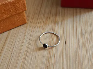 Anillo Plata 925 Espinela Negra talla 16 y 14