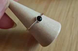 Anillo Plata 925 Espinela Negra talla 16 y 14