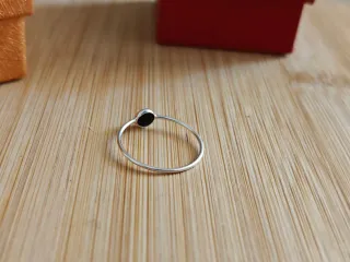 Anillo Plata 925 Espinela Negra talla 16 y 14