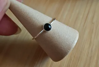 Anillo Plata 925 Espinela Negra talla 16 y 14