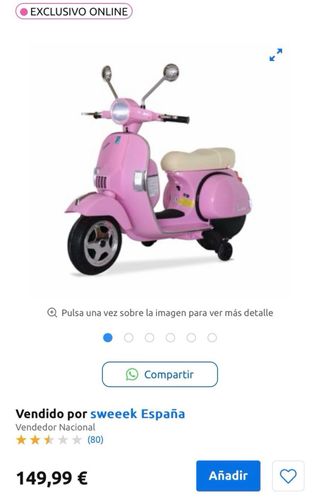 Moto Eléctrica Vespa Niños Rosa