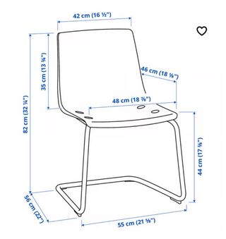 Sedia Ikea modello Tobias in metacrilato e metallo