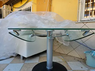 Mesa redonda cristal 6 personas. 130cm