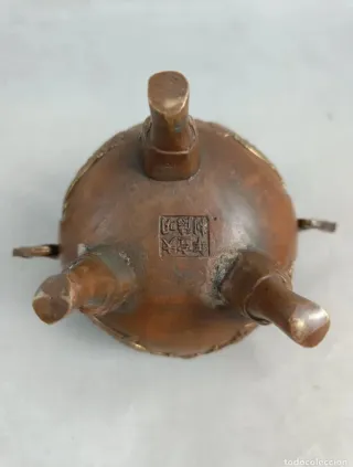 Caldero Incensario Bronce Artesanía China Dragones