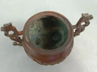 Caldero Incensario Bronce Artesanía China Dragones