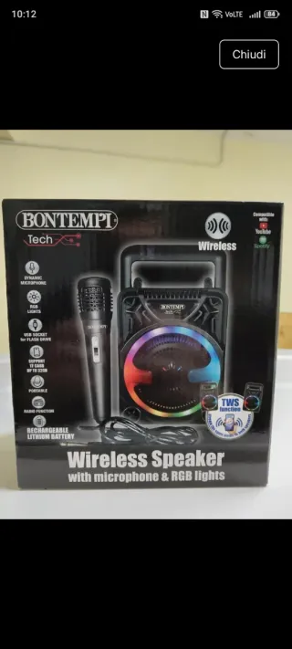 Cassa Bluetooth Bontempi con Microfono RGB