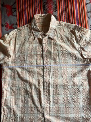 Camisa chico manga corta beige/naranja