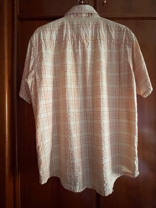 Camisa chico manga corta beige/naranja