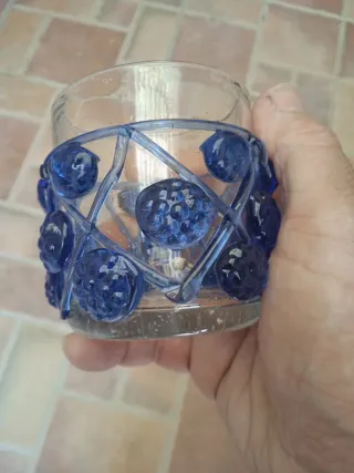 Vaso de cristal azul gordiola