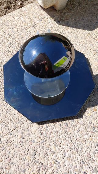 Lámpara esfera negra y plateada metal y cristal