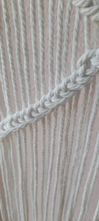 Cortina Macramé Beige/Blanco Algodón