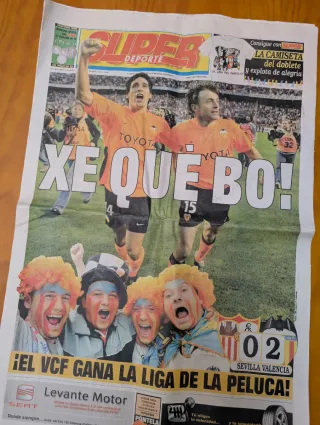 Periódicos Valencia ganador de la liga 2002