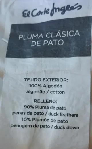Almohada del Corte Inglés. Pluma & plumon. Sin est