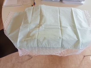 Lenzuola matrimoniali teal con pizzo