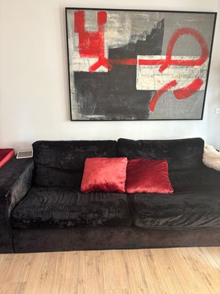 Sofá cómodo terciopelo negro y rojo