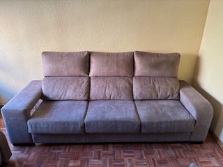 Sofá modular 3 plazas tela beige/gris